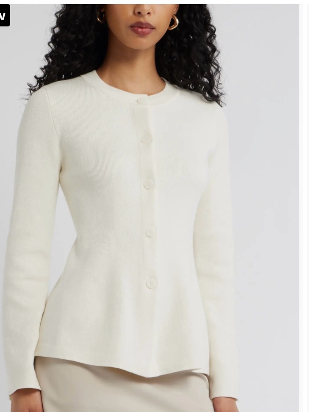 Open Edit Button Front Peplum Cardigan Small